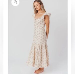 Worth Collective Bump friendly Emery Midi dress in pink and beige